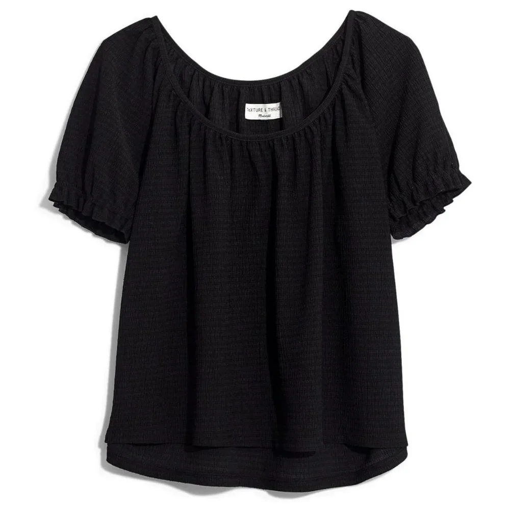 NWT Madewell Texture & Thread Black Peasant Top